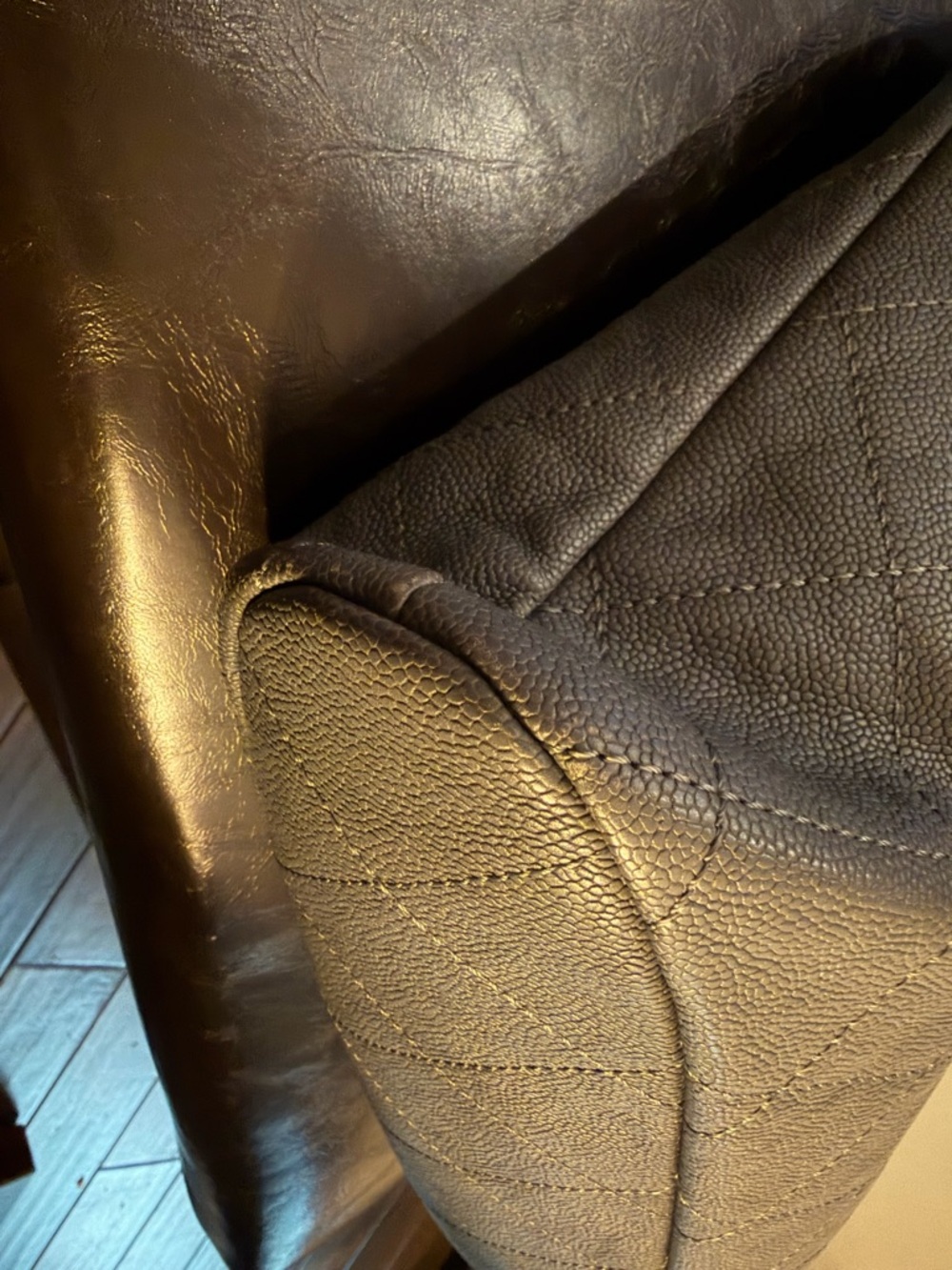 CHANEL Gray Quilted Caviar Leather Tote with Chain Straps - Picture 2 of 12